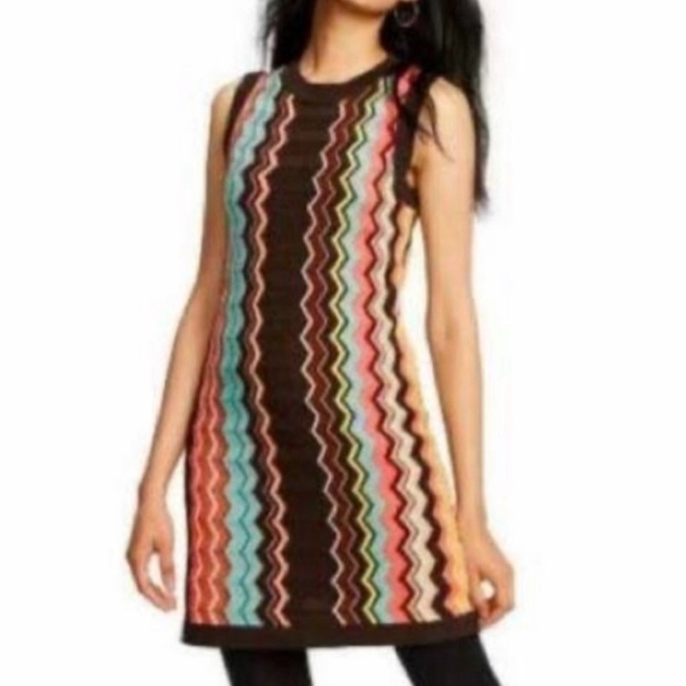Missoni x Target patterned sweater dress boho bold colorful mini retro size S